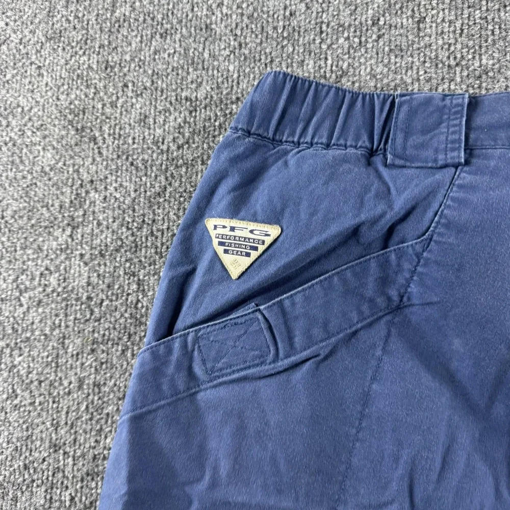 Columbia PFG Shorts Mens M Blue Mesh Panel Fishing Elastic Waist 109 FM 4529